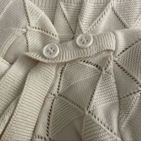 MODCLOTH Pointelle Short Sleeve Top Ivory Size Small - Picture 4 of 9